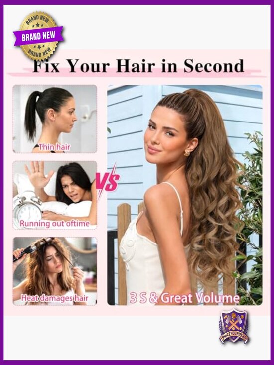 24 Inch Claw Clip Ponytail Extension Long Curly Wavy Hairpiece for Women main image 6